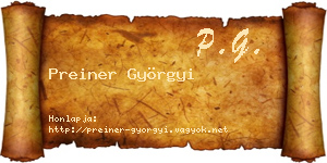 Preiner Györgyi névjegykártya